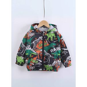 Cortaviento Impermeable Chaqueta Estampado Ni&ntilde;o Y Beb&eacute; Dinosaurio Orange