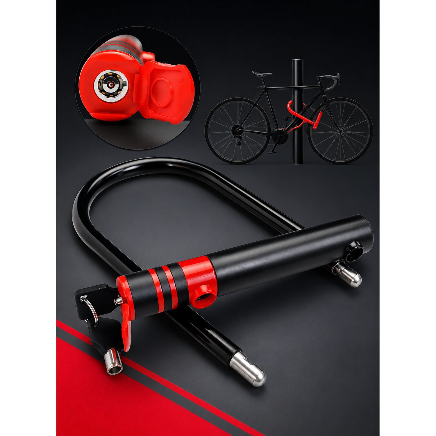 Candado U Lock Para Bicicleta Y Moto 2 Llaves Anti Robo image number 7.0