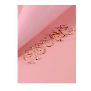 Set 5un Piercing Falso Argolla Nariz A Presión Sin Perforación!