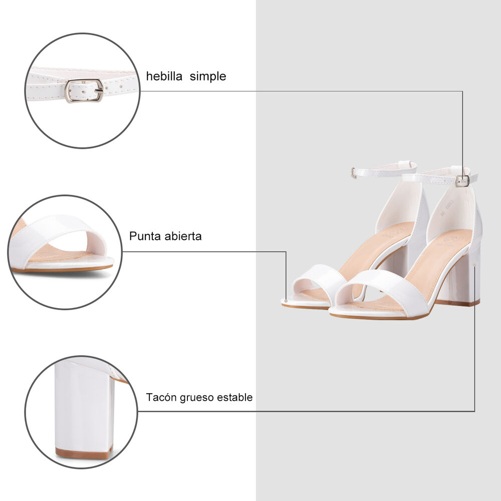Sandalia Casual Taco Alto Blanca Mujer Weide Gh80 image number 5.0