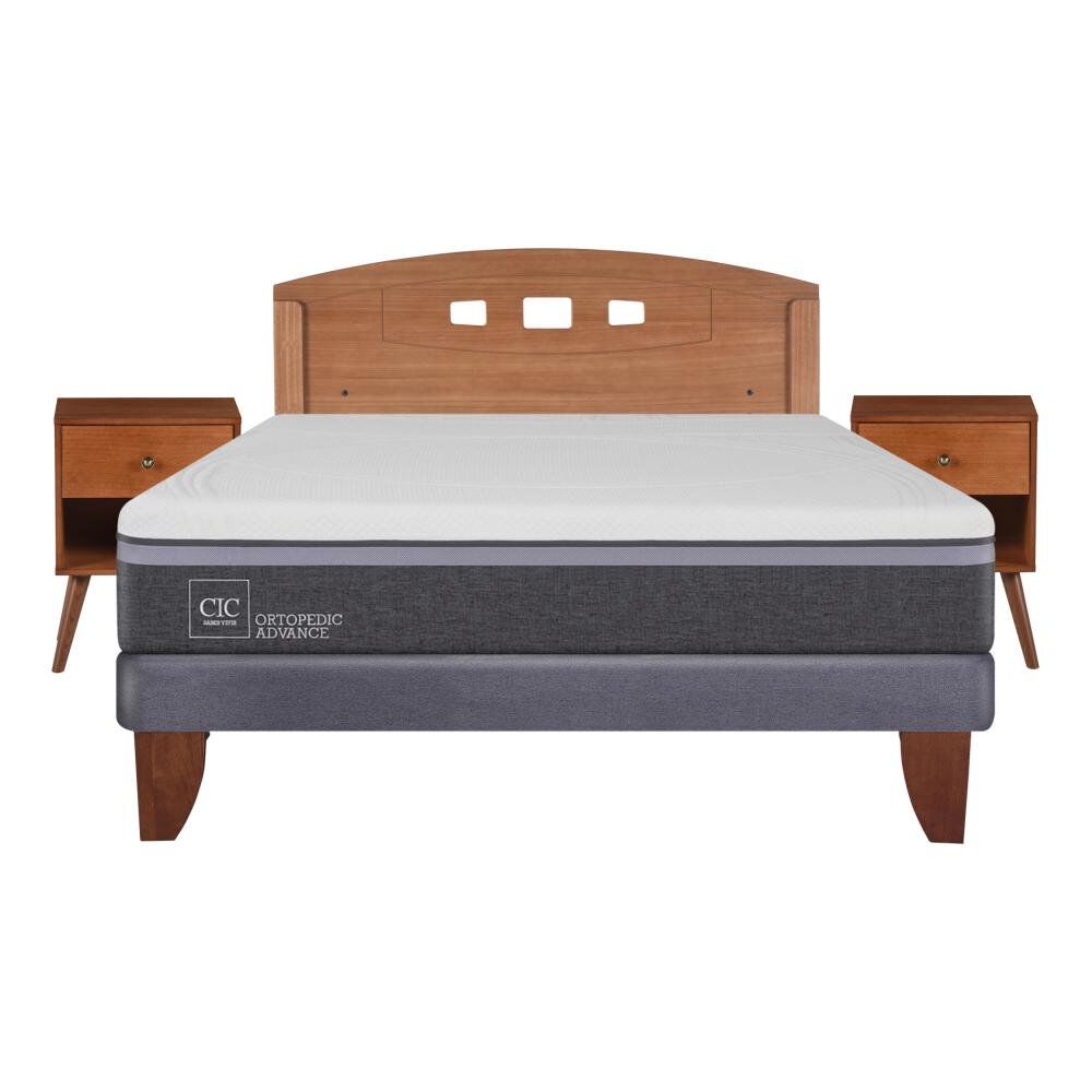 Cama Europea Cic Ortopedic Advance / 2 Plazas / Base Normal  + Set De Maderas image number 0.0