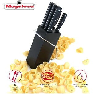 Set De Cuchillos De Cocina 6 Piezas Taco Madera Magefesa Color Negro