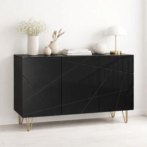 Buffet Moderno Luxline Negro Con Patas Doradas