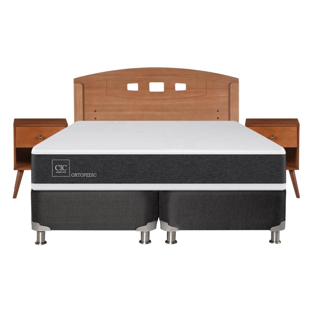 Box Spring Cic Ortopedic / 2 Plazas / Base Dividida  + Set De Maderas image number 0.0
