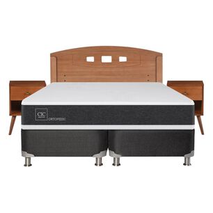 Box Spring Cic Ortopedic / 2 Plazas / Base Dividida  + Set De Maderas