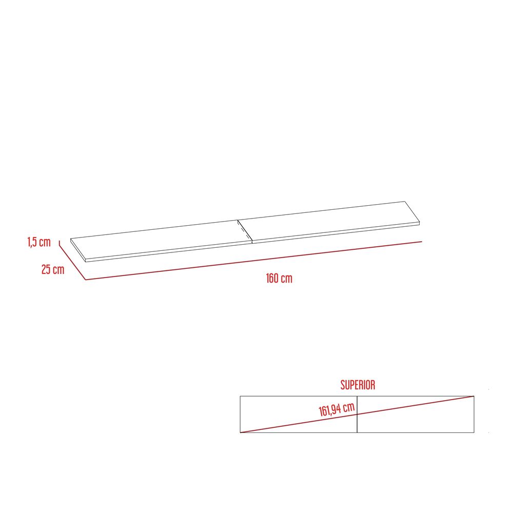 Set 2 Repisas 160x25x1,5 Cm Fm-002b Blanco Y Café Oscuro image number 4.0