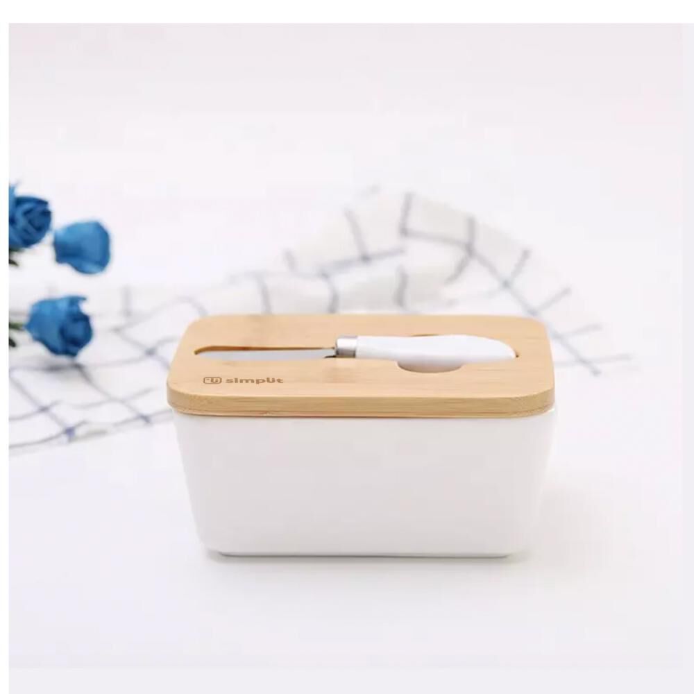 Mantequillero Cer&aacute;mica Tapa Bamboo + Cuchillo 600 Ml Simplit image number 3.0