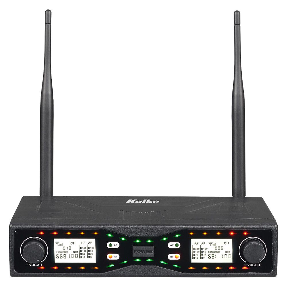 Set De 2 Micr&oacute;fonos Uhf Inal&aacute;mbricos Con Receptor Xlr Y Mix image number 1.0