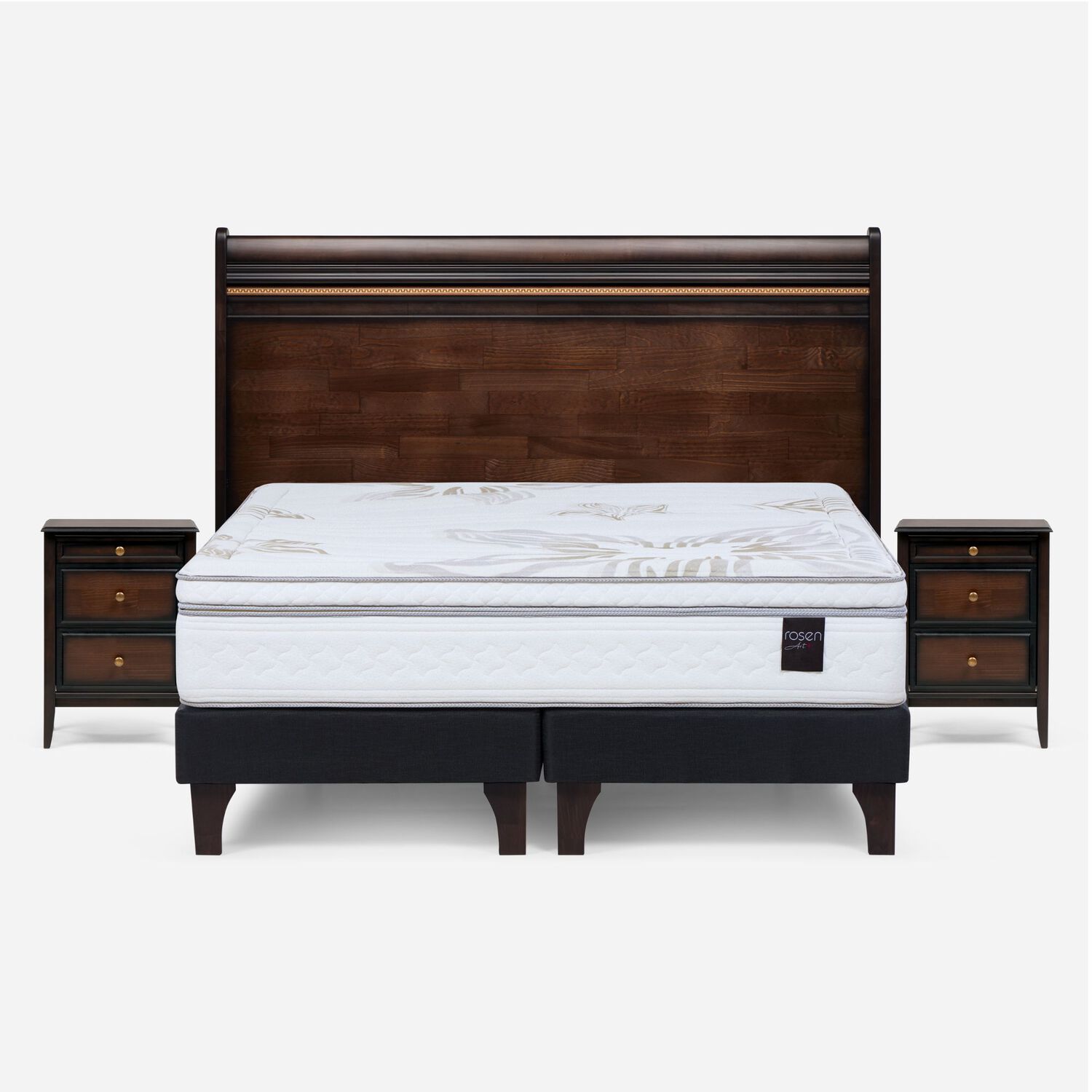 Cama Europea Rosen Art 4 / 2 Plazas / Base Dividida + Set De Maderas image number 0.0
