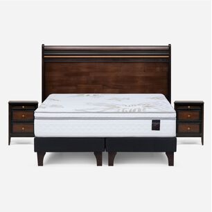 Cama Europea Rosen Art 4 / 2 Plazas / Base Dividida + Set De Maderas