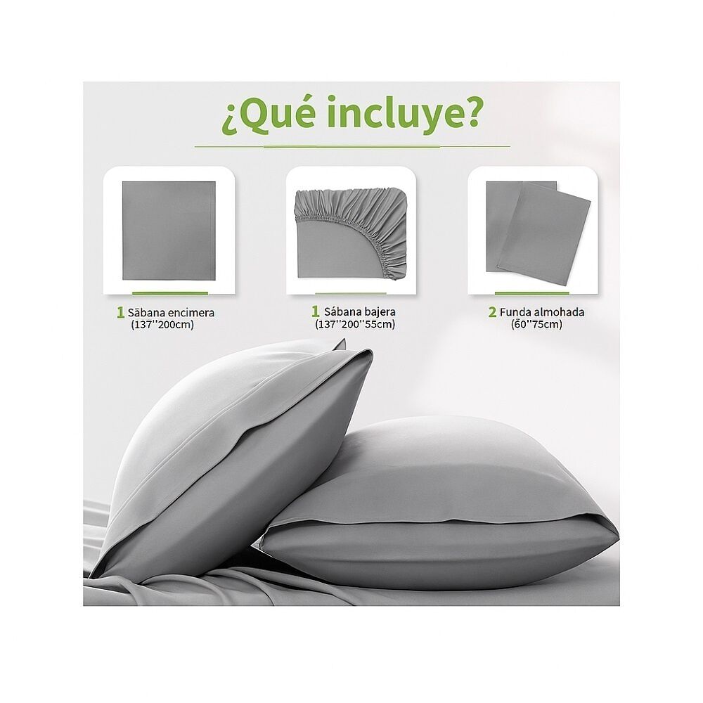 Juego De Sábana 200 Hilos 2 Plazas 4 Piezas Variedad Colores image number 11.0