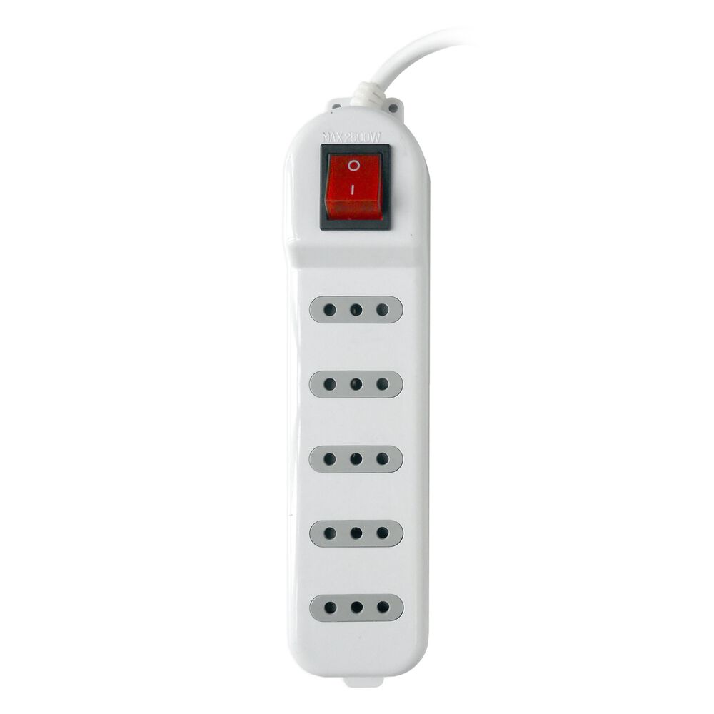 Alargador Zapatilla Con Switch 5 Posiciones 5 Metros Blanco image number 0.0
