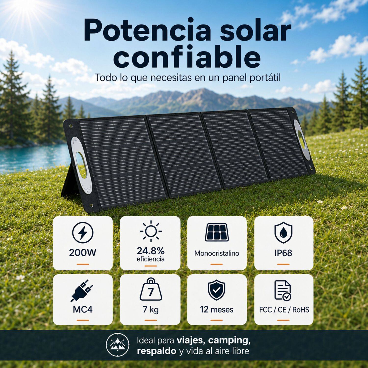 Panel Solar Port&aacute;til Oukitel 200w | Eficiencia 24.8% E Ip68 image number 9.0