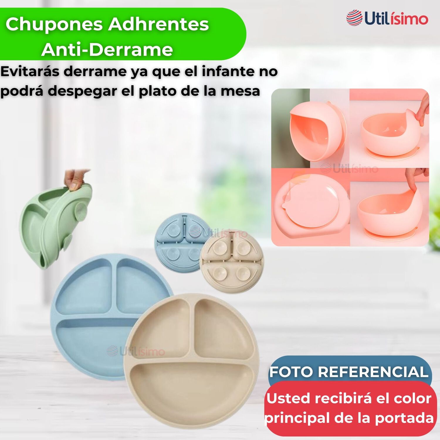 Set De Alimentaci&oacute;n Beb&eacute; Silicona De Formas 6 Piezas Libre Bpa Color Verde image number 9.0