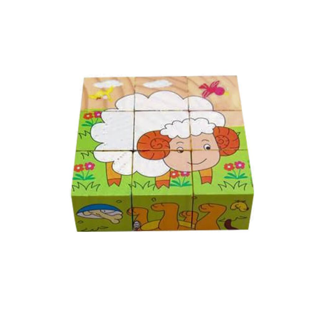 Juego Did&aacute;ctico De Puzzle De Cubo De Madera De 9 Bloques image number 6.0