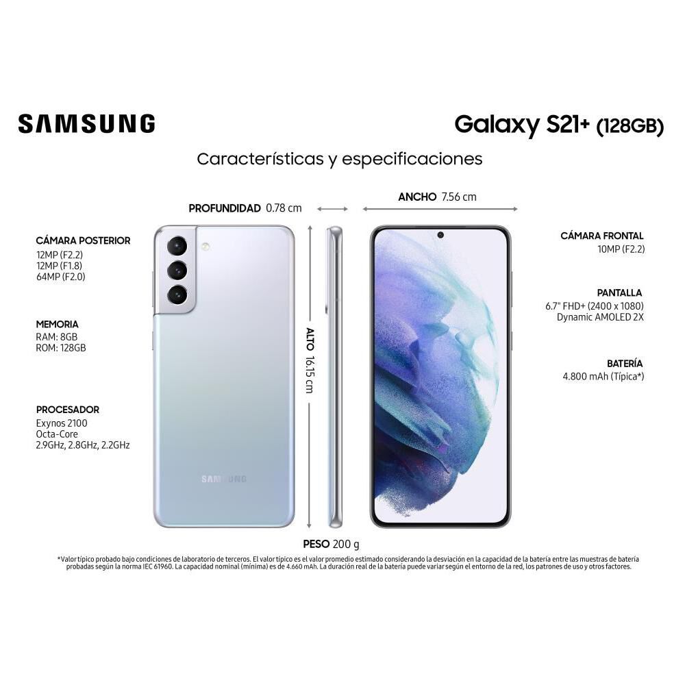 Smartphone Samsung S21+ Phantom Silver / 128 Gb / Liberado image number 7.0