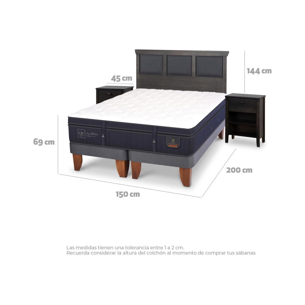 Cama Europea Cic Super Premium / 2 Plazas / Base Dividida + Set De Maderas image number 3.0
