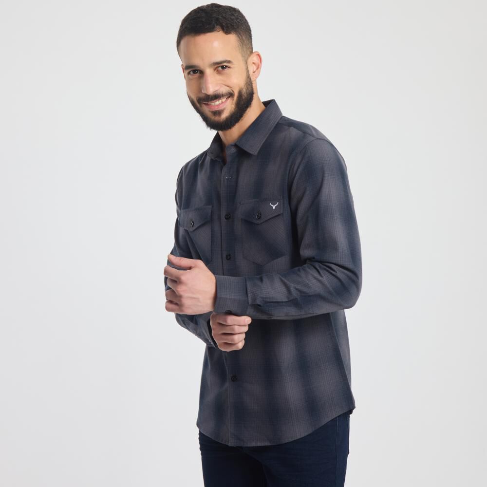 Camisa Estampada Slim Manga Larga Hombre Az Black image number 2.0