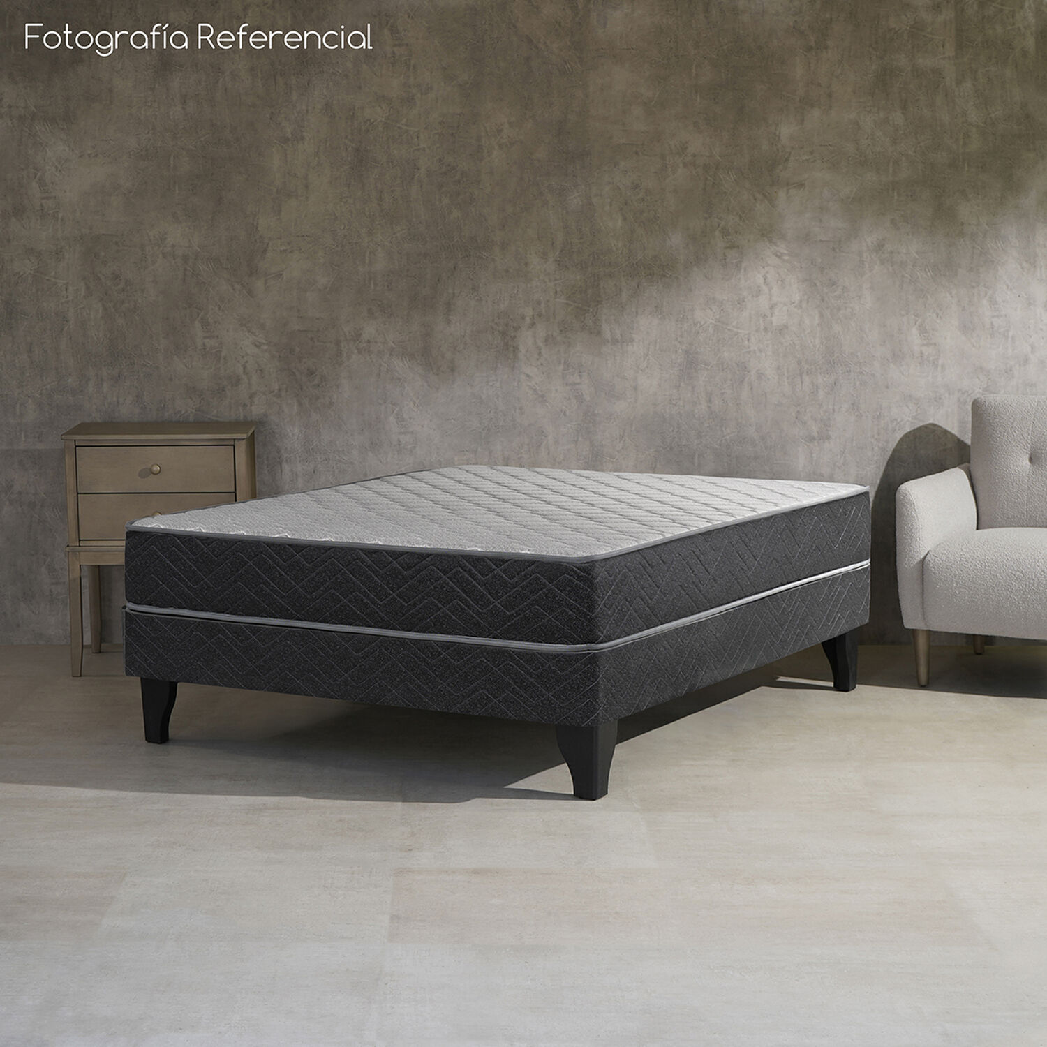 Cama Europea Celta Apolo Black / 2 Plazas / Base Normal + Set de Maderas Dakar image number 3.0