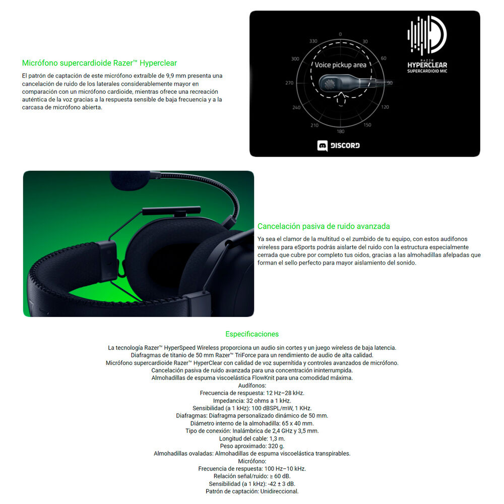 Audífonos Gamer Razer Blackshark V2 Pro Inalámbricos Blanco image number 2.0