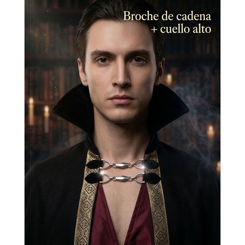 Capa Vampiro Edad Media Con Forro Interior Borde Decorativo image number 3.0