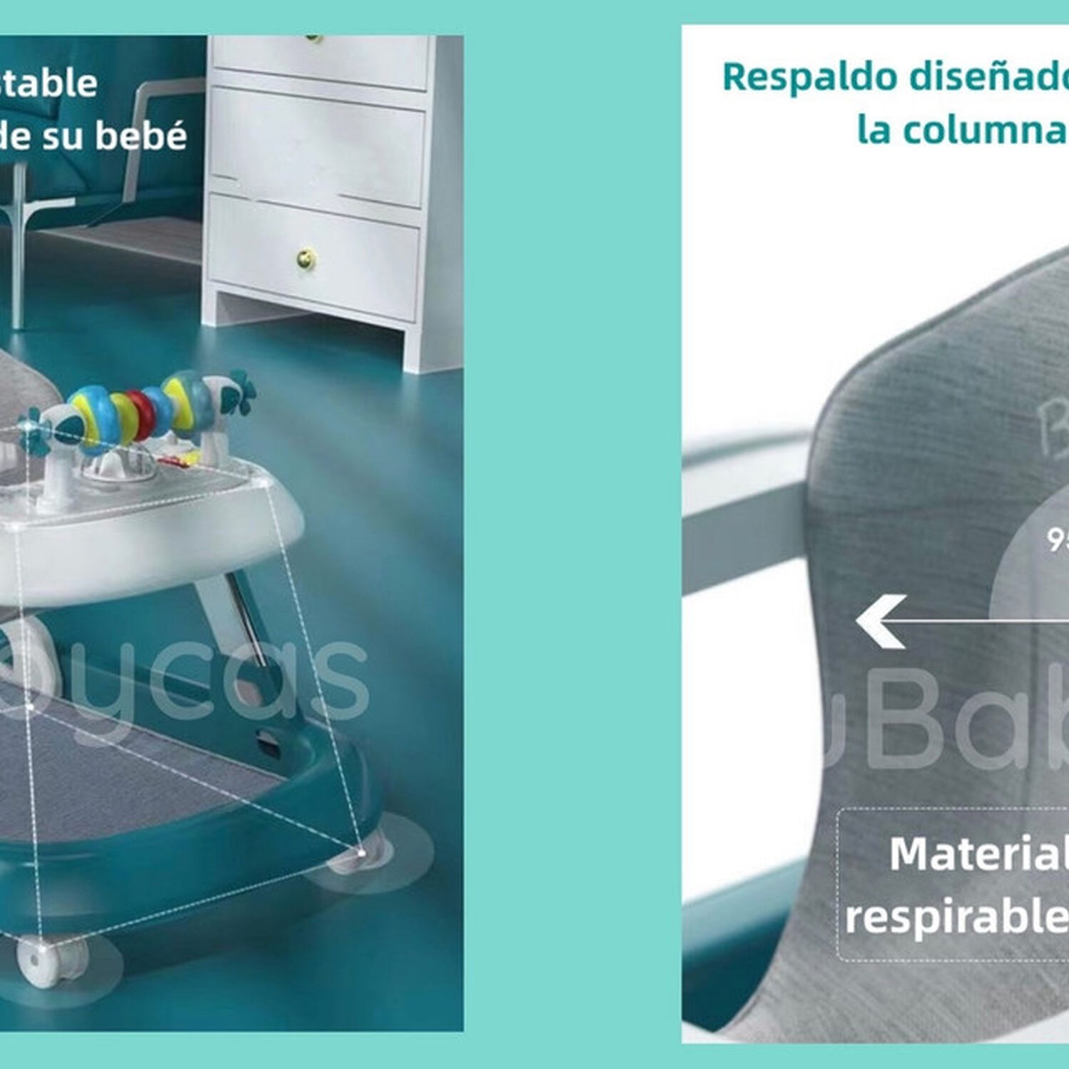 Andador Caminador Multifuncional 4 En 1 Lubabycas Gris image number 4.0
