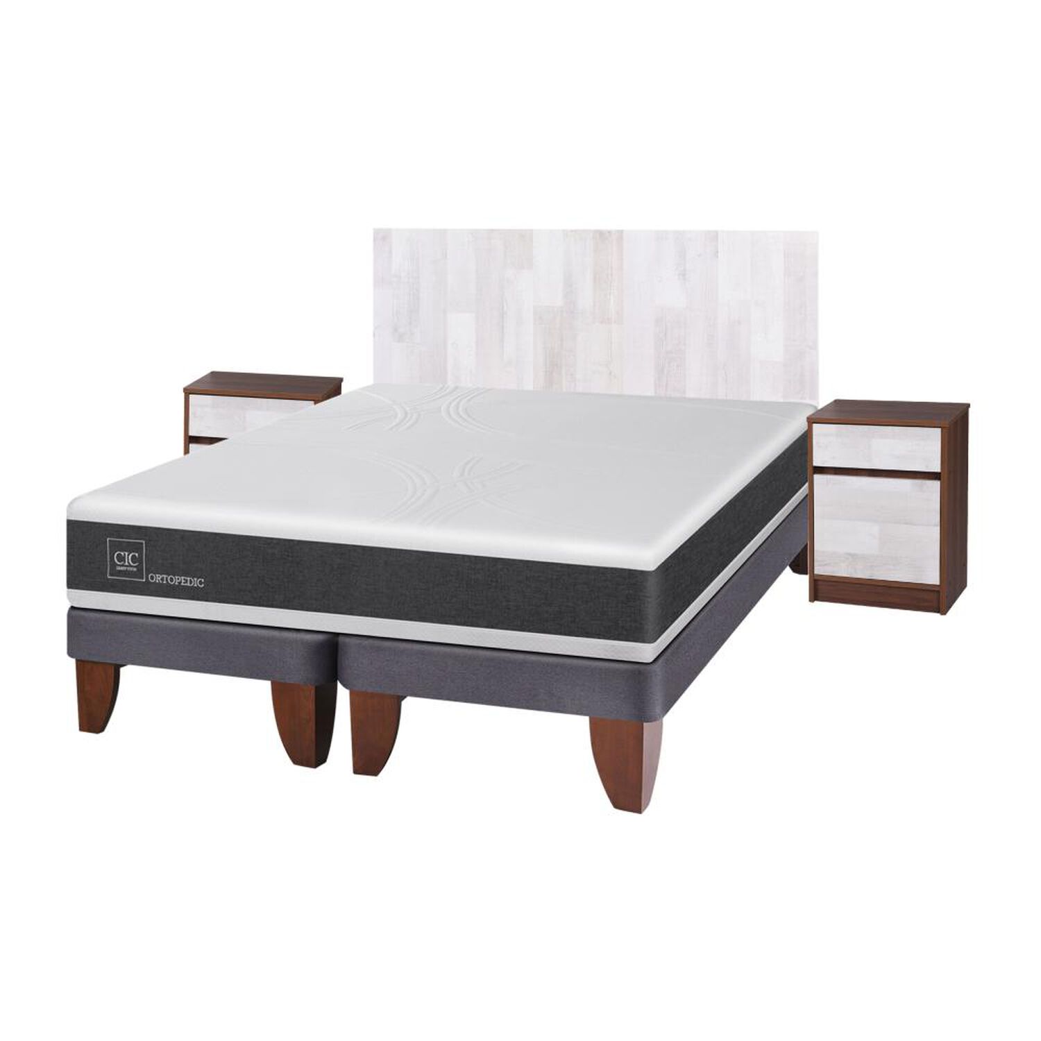 Cama Europea Cic New Ortopedic / King / Base Dividida + Set de Maderas Legno image number 1.0