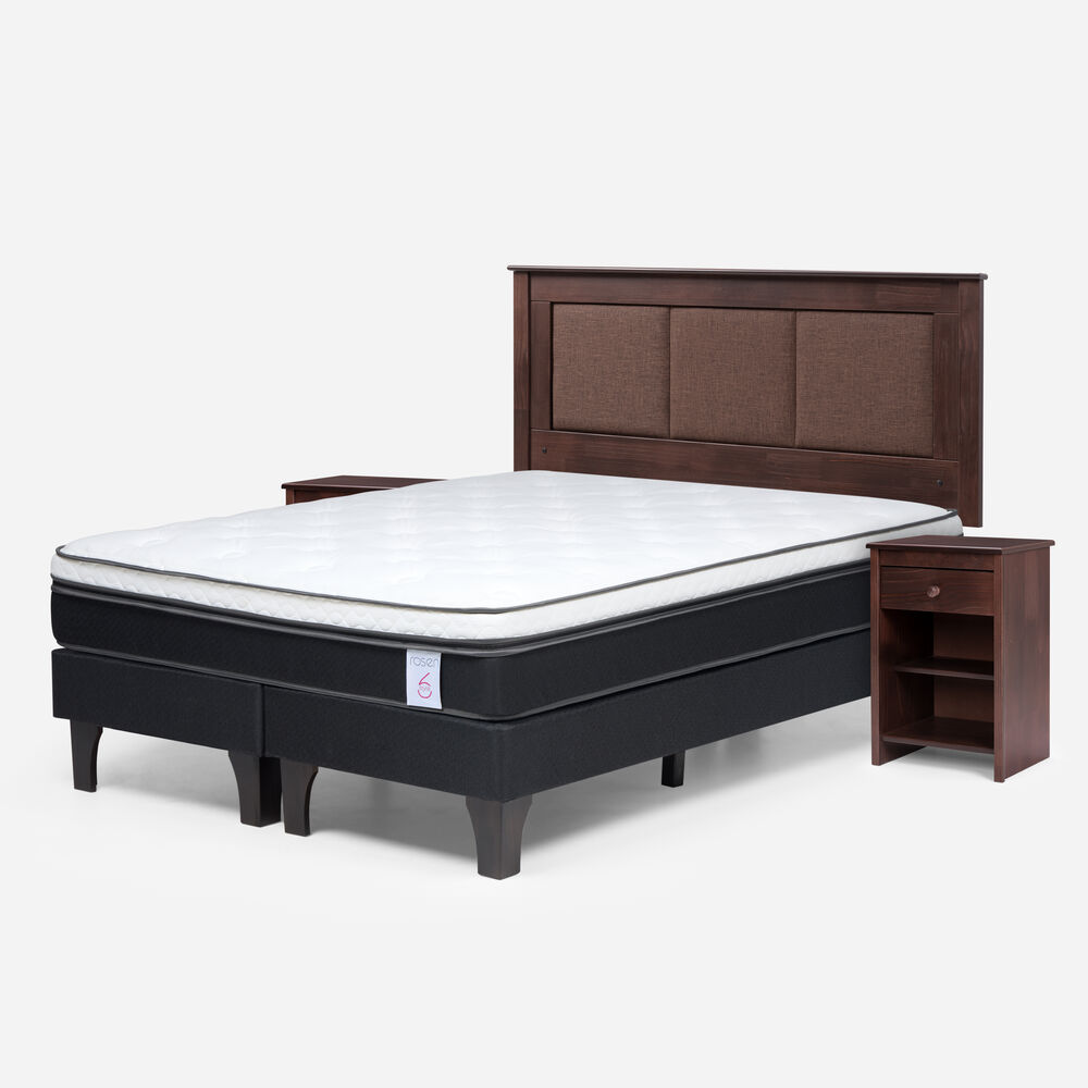 Cama Europea Rosen New Style 6 / 2 Plazas / Base Dividida + Set De Maderas image number 1.0