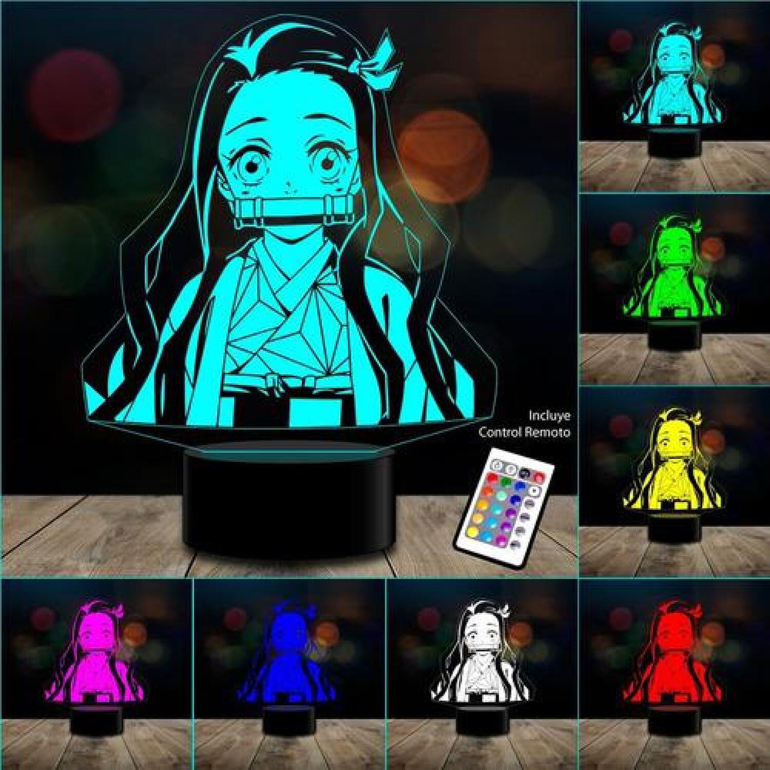 Lampara Ilusi&oacute;n 3d Nezuko Demon Slayer Control Remoto image number 2.0