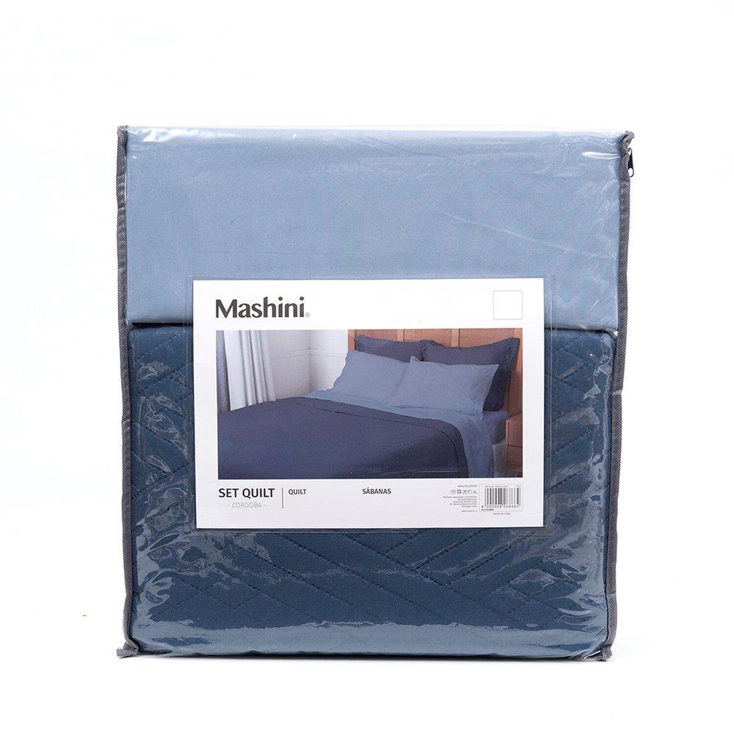 Set Quilt Liso + Sabana Liso King Azul image number 4.0