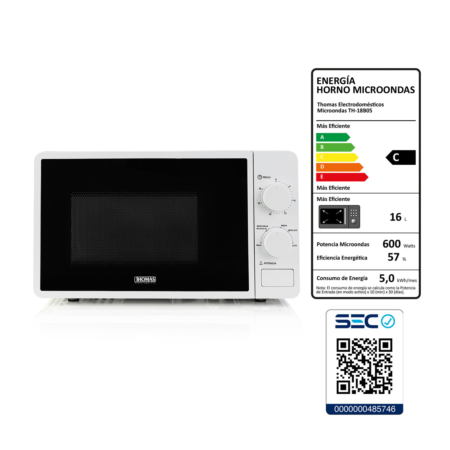 Microondas Thomas TH-18B05 / 18 Litros / 600W image number 8.0