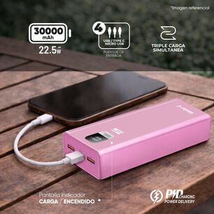 Bater&iacute;a Externa Power Bank 30000 Mah 22.5w Ucp30ppd Rosada