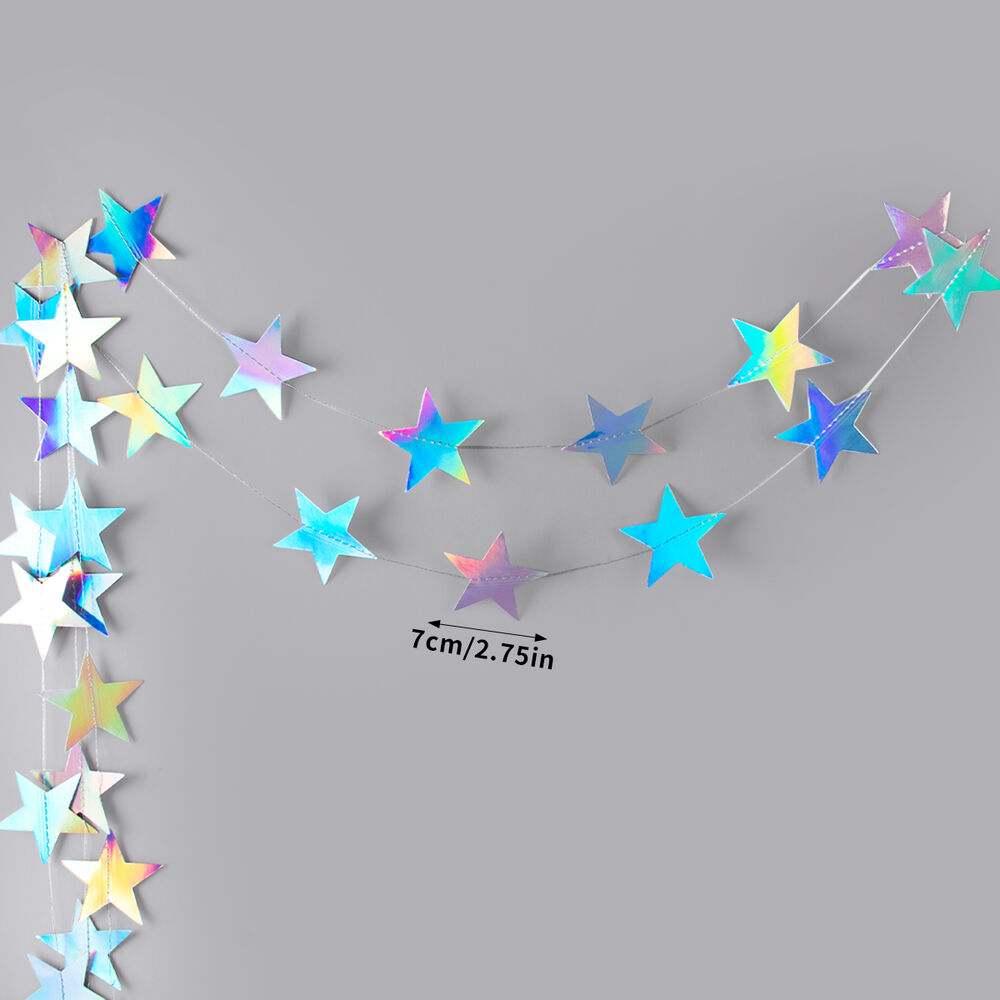 Guirnaldas De Papel Estrellas Espejo Oro Plata Rosa 4 Metros image number 3.0