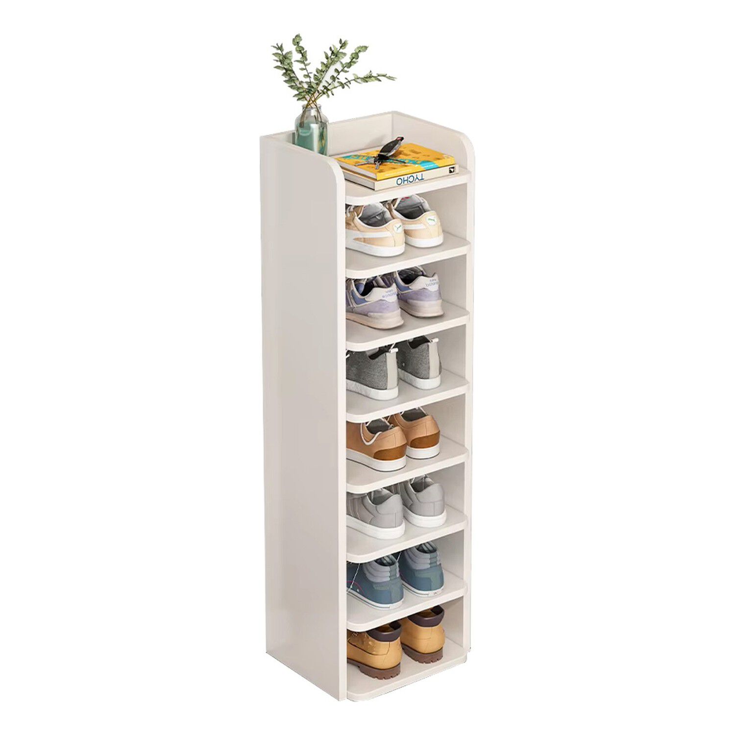 Zapatero Estante 8 Niveles Blanco Mdf Almacenamiento Compacto image number 0.0