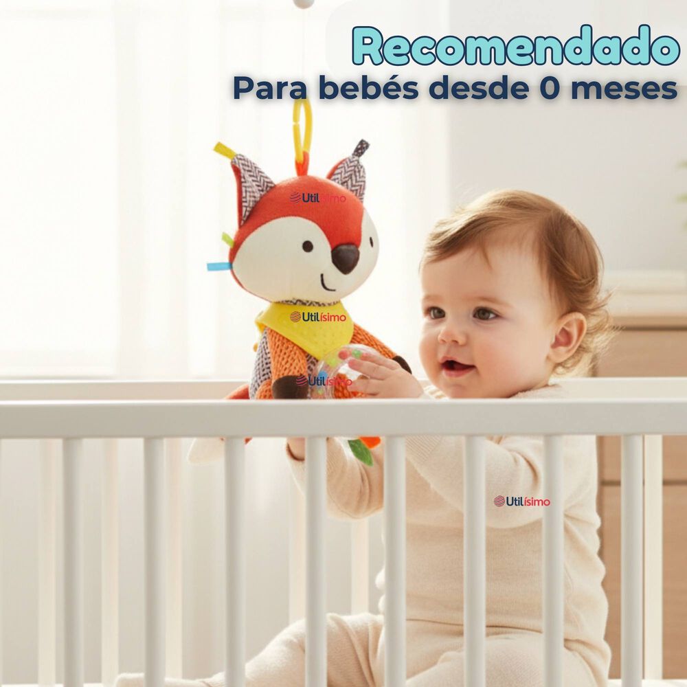 Juguete Peluche Animales Sensorial Con Mordedor Y Sonajero Dise&ntilde;o Zorrito Ni&ntilde;a Y Ni&ntilde;o image number 3.0