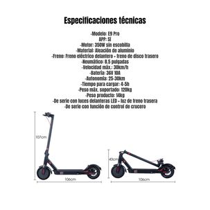 Scooter El&eacute;ctrico Aluminio Con App 30km 36v 350w E9pro