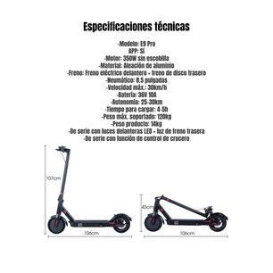 Scooter El&eacute;ctrico Aluminio App 30km 36v 350w E9pro Antule