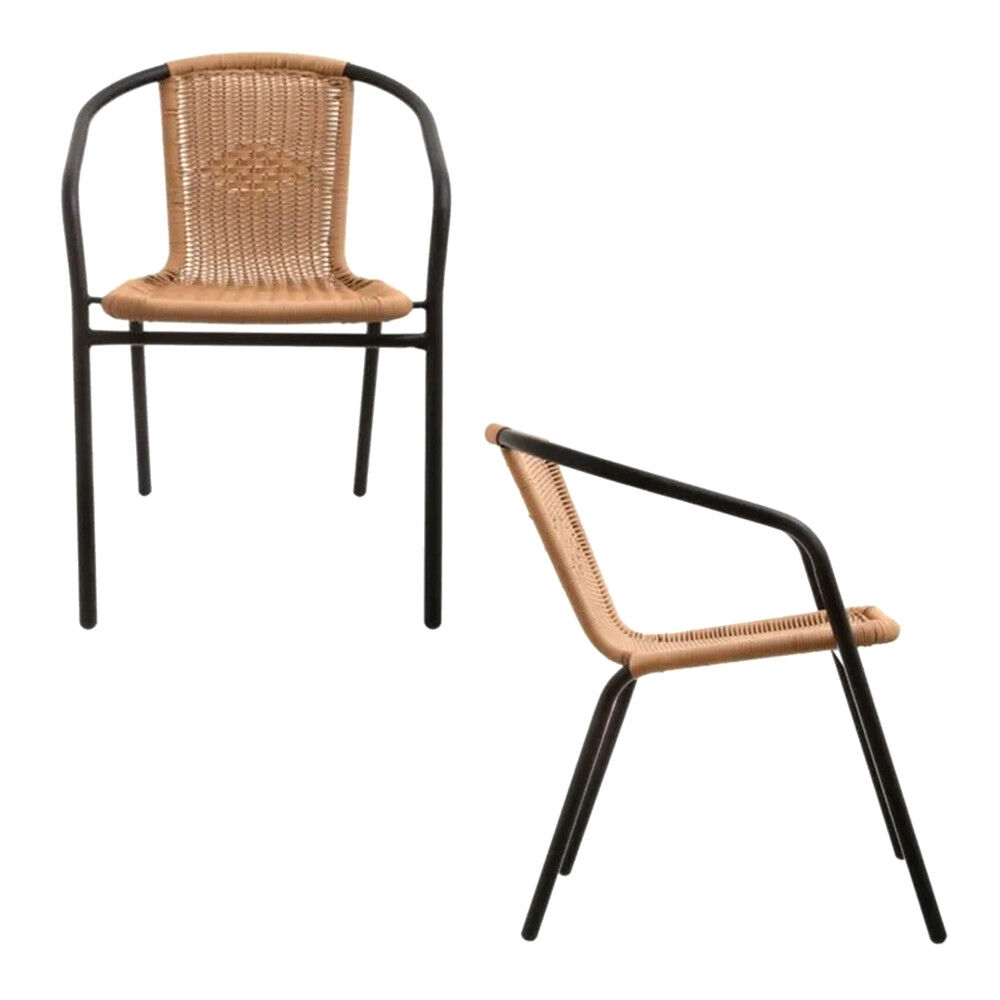 Pack 4 Silla De Terraza Rat&aacute;n Sint&eacute;tico Y Acero Beige image number 3.0