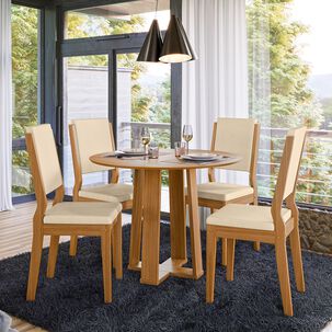 Juego De Comedor Ravello 100x100 Cm 4 Sillas Beige