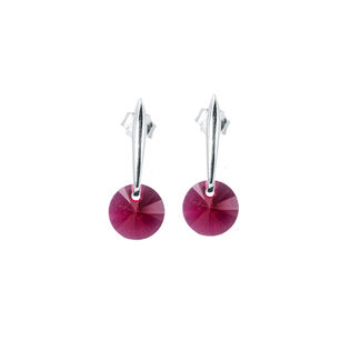 Aros Punto De Luz Plata Italiana 925 Y Cristales Genuinos Scarlet
