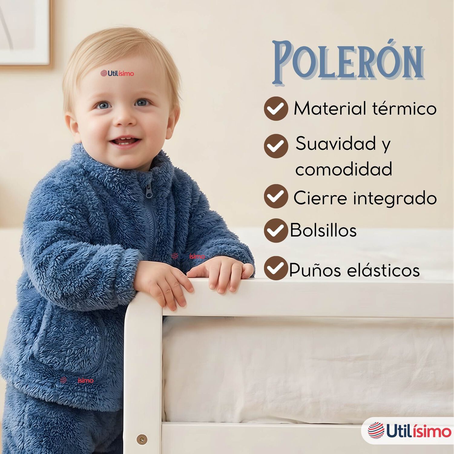 Conjunto 2 Piezas Buzo Poler&oacute;n Pantal&oacute;n Bebe Ni&ntilde;o Poli&eacute;ster Blue image number 2.0