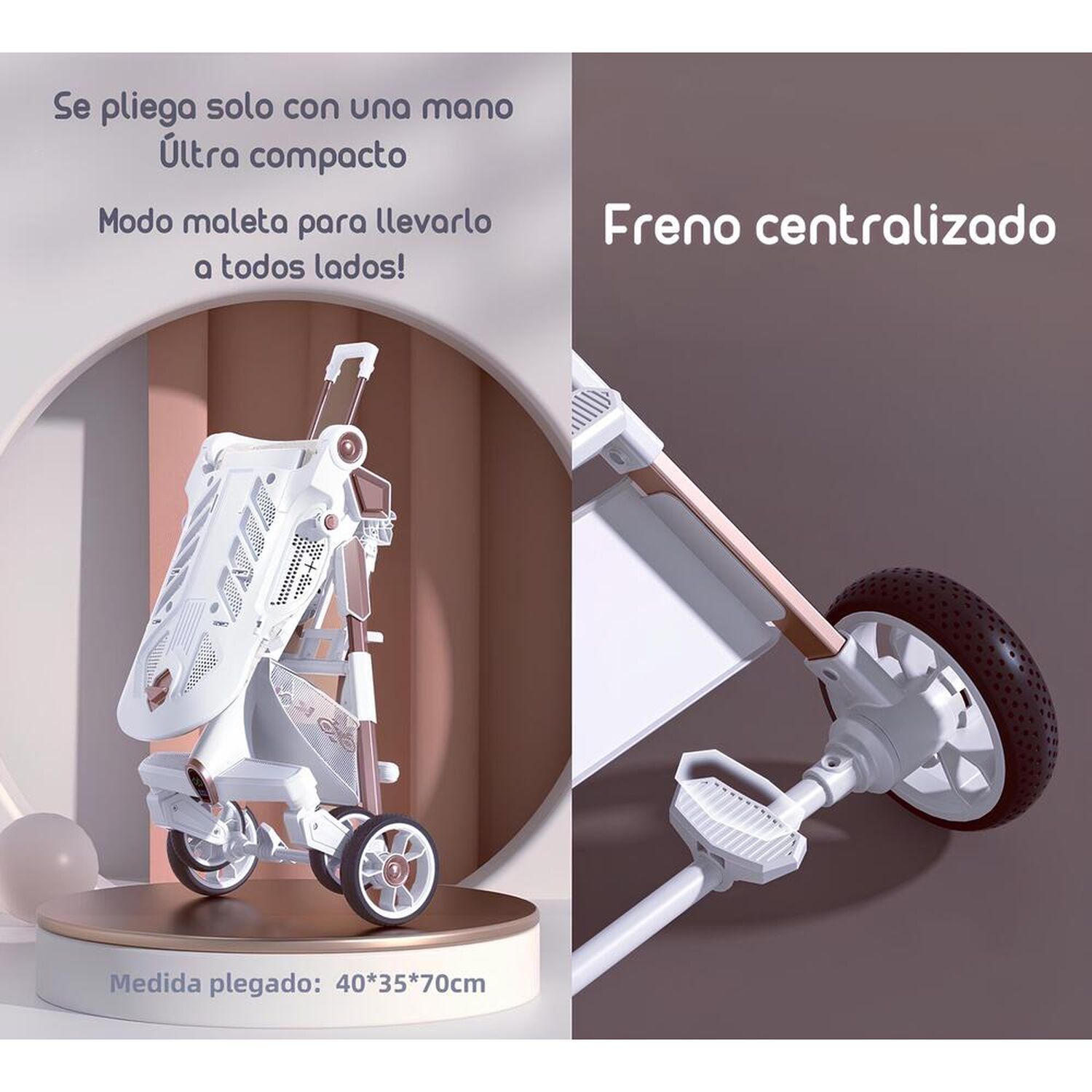 Coche De Paseo 360&deg; Con Mesita Lubabycas Blanco image number 4.0