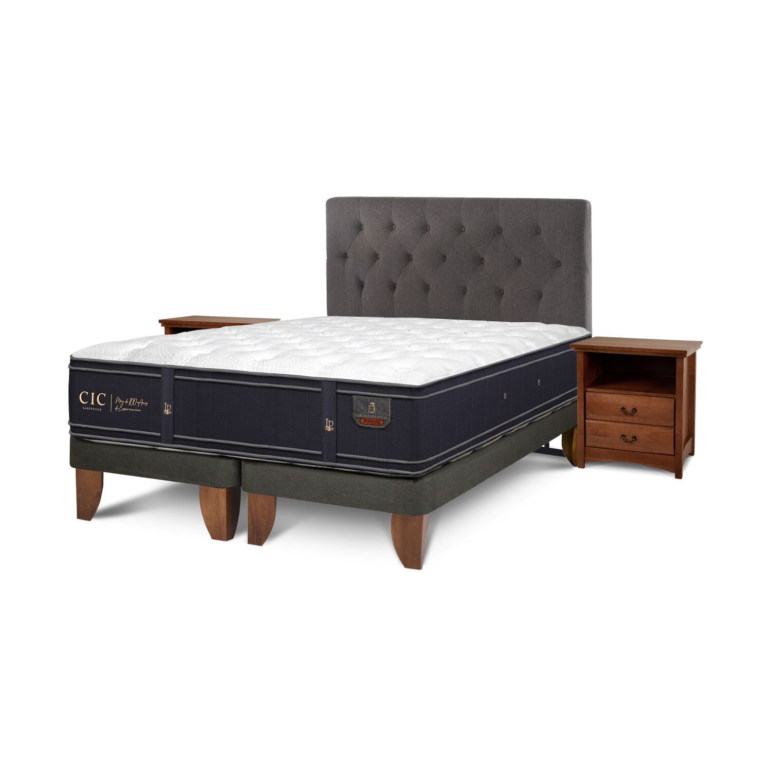 Cama Europea Cic Grand Premium / 2 Plazas / Base Dividida + Set De Maderas image number 1.0