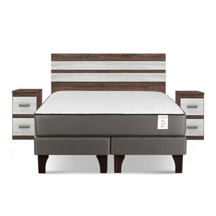 Cama Europea Rosen New Style 2 Plus / 2 Plazas / Base Dividida + Set Maderas Madrid