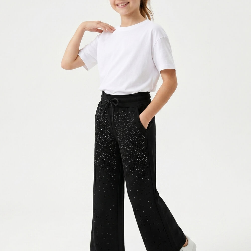 Pantal&oacute;n Buzo Ni&ntilde;a Wide Leg Brillos Algod&oacute;n Moda Urbana image number 3.0
