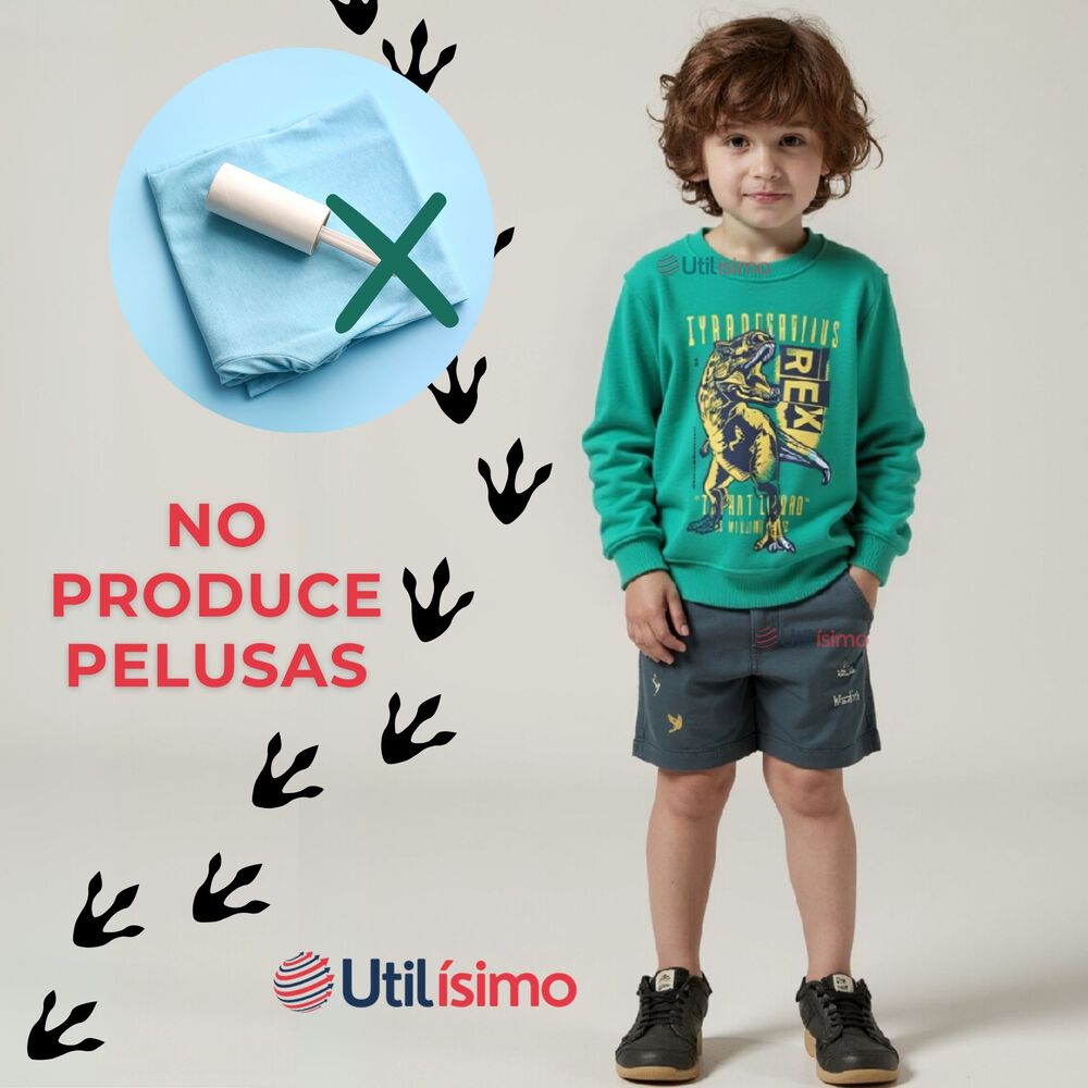 Poler&oacute;n Ni&ntilde;o Manga Larga 100% Algod&oacute;n Verde Dinosaurio image number 6.0