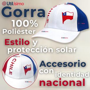 Gorro Jockey Talla &Uacute;nica Alta Calidad Poli&eacute;ster Estampado Chileno