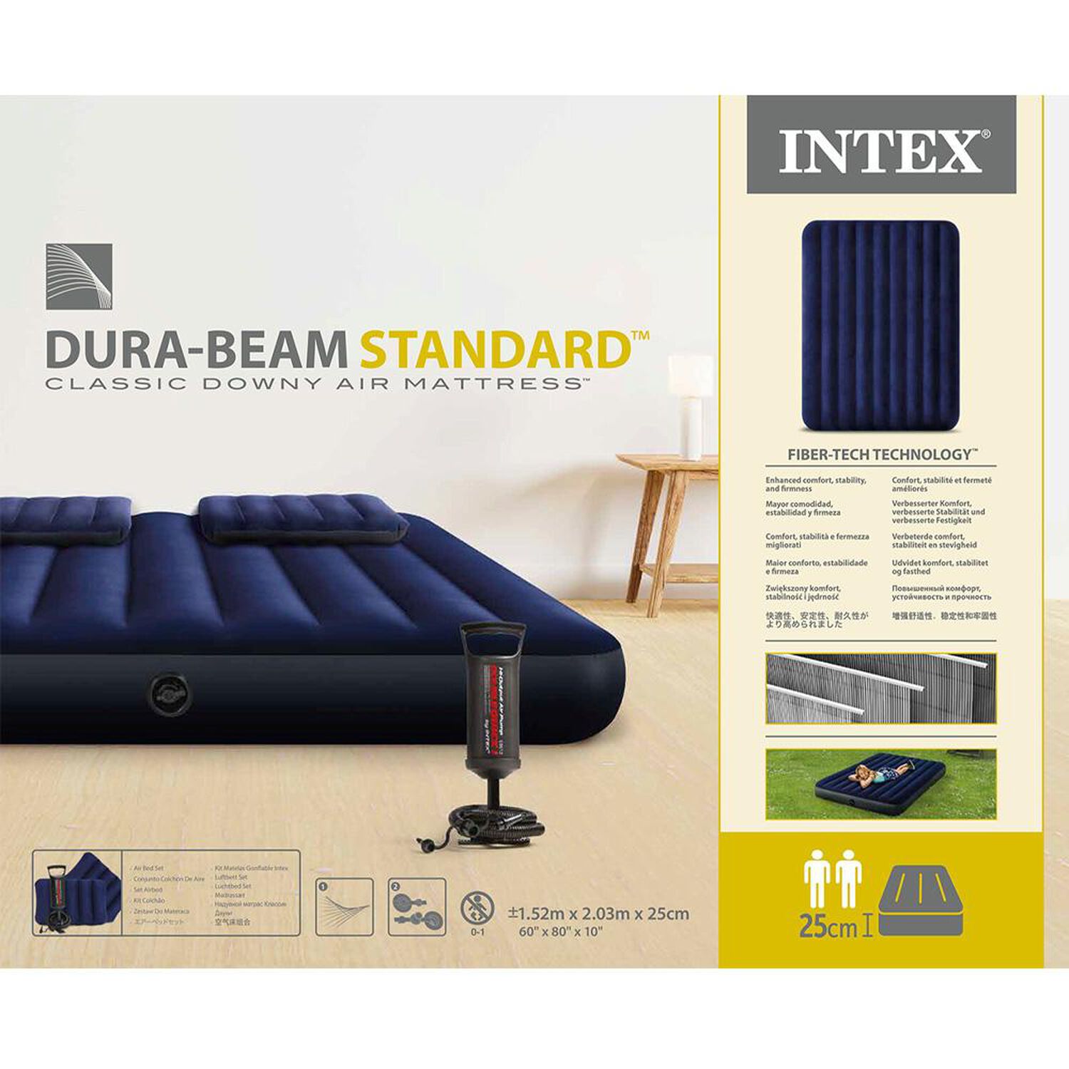 Colchon Inflable 2 Plazas Downy + Inflador Y 2 Almohadas Intex image number 7.0