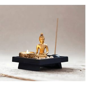 Porta Incienso Y Vela Buda Jard&iacute;n Zen