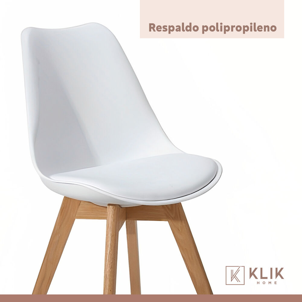 Comedor Redondo De Vidrio Cross 120cm + 5 Silla Tulip Acolchada - Blanca image number 6.0